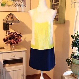 Tibi Colorblock Silk Paillette Front Shift Dress. Y2K. Austin Powerful